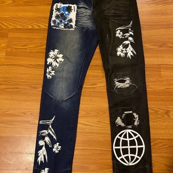 Rue 21 Supreme Flex Skinny Jeans 32 x 32 one side blue one side black (GB) - Picture 2 of 14